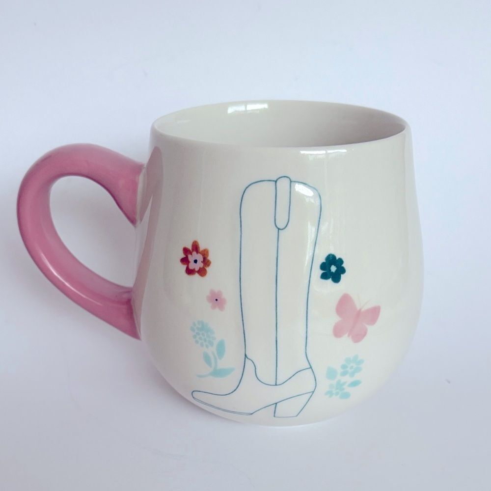 Dolly Parton Embossed Boot Flowers Coffee Mug Double Sided 20 oz